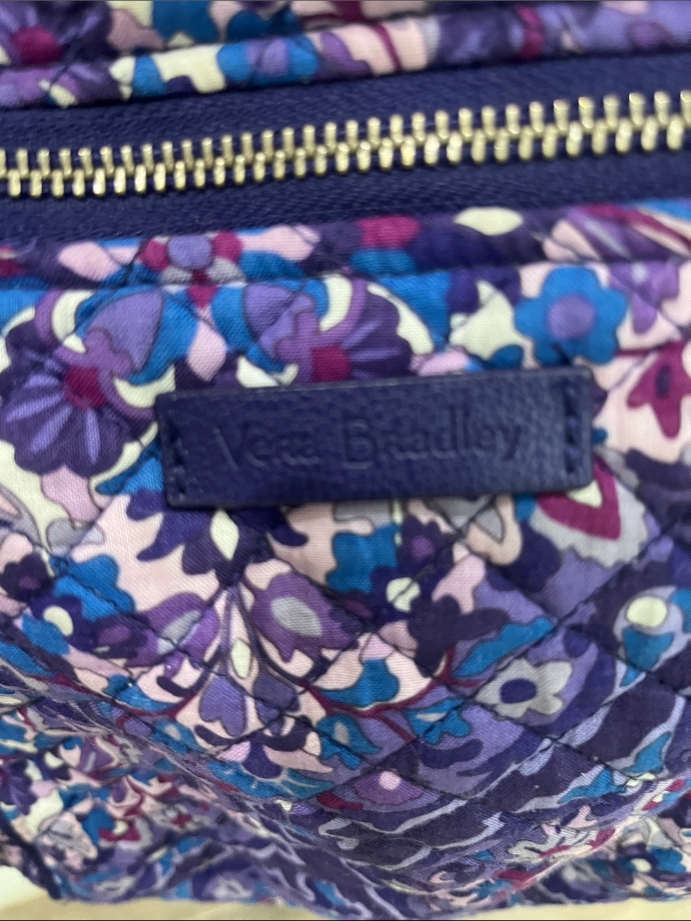 Vera Bradley Navy, Purple & Pink Floral Quilted Crossbody - Picture 2 of 11